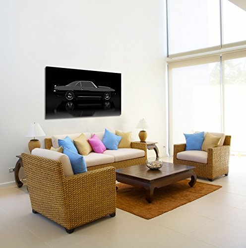 Gallery of Innovative Art Premium Kunstdruck Wand-Bild - Black Mustang - 100x50cm XXL Leinwand-Druck in deutscher Marken-Qualität - Leinwand-Bilder auf Holz-Keilrahmen als moderne Wohnzimmer-Deko ...