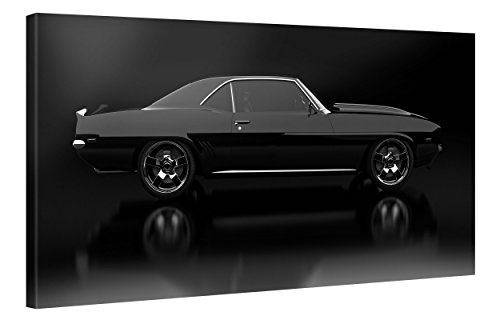 Gallery of Innovative Art Premium Kunstdruck Wand-Bild - Black Mustang - 100x50cm XXL Leinwand-Druck in deutscher Marken-Qualität - Leinwand-Bilder auf Holz-Keilrahmen als moderne Wohnzimmer-Deko ...