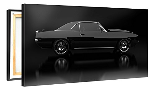 Gallery of Innovative Art Premium Kunstdruck Wand-Bild - Black Mustang - 100x50cm XXL Leinwand-Druck in deutscher Marken-Qualität - Leinwand-Bilder auf Holz-Keilrahmen als moderne Wohnzimmer-Deko ...