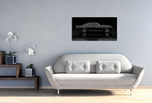 Gallery of Innovative Art Premium Kunstdruck Wand-Bild - Black Mustang - 100x50cm XXL Leinwand-Druck in deutscher Marken-Qualität - Leinwand-Bilder auf Holz-Keilrahmen als moderne Wohnzimmer-Deko ...