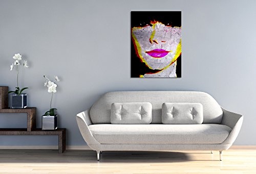 Premium Kunstdruck Wand-Bild - Pink Lips - 75x100cm XXL Leinwand-Druck in deutscher Marken-Qualität - Leinwand-Bilder auf Holz-Keilrahmen als moderne Wohnzimmer-Deko ...