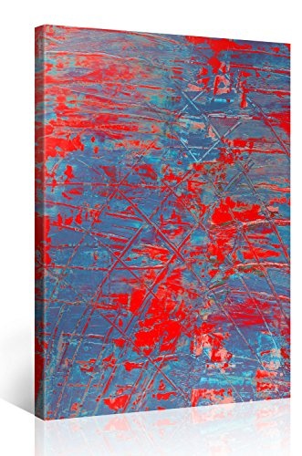 Premium Kunstdruck Wand-Bild - Modern Art red and blue - 75x100cm - Leinwand-Druck in deutscher Marken-Qualität - Leinwand-Bilder auf Holz-Keilrahmen als moderne Wanddekoration