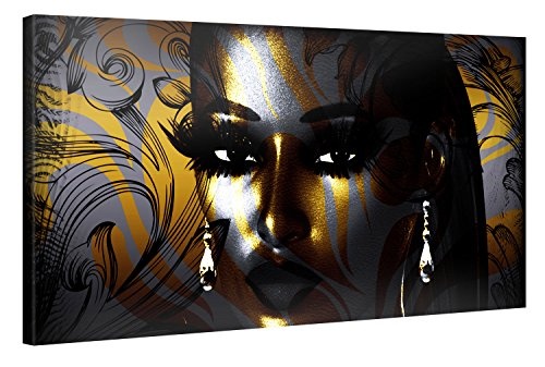 Premium Kunstdruck Wand-Bild - Golden Girl - 100x50cm XXL Leinwand-Druck in deutscher Marken-Qualität - Leinwand-Bilder auf Holz-Keilrahmen als moderne Wohnzimmer-Deko ...