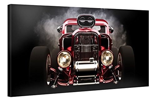 Premium Kunstdruck Wand-Bild - Steamy Hotrod - 100x50cm XXL Leinwand-Druck in deutscher Marken-Qualität - Leinwand-Bilder auf Holz-Keilrahmen als moderne Wohnzimmer-Deko ...