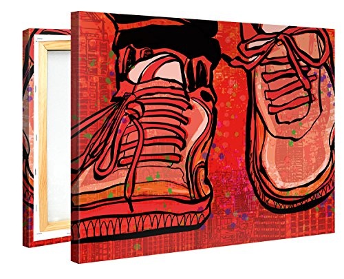 Premium Kunstdruck Wand-Bild - Sneakers - 100x75cm XXL Leinwand-Druck in deutscher Marken-Qualität - Leinwand-Bilder auf Holz-Keilrahmen als moderne Wohnzimmer-Deko ...