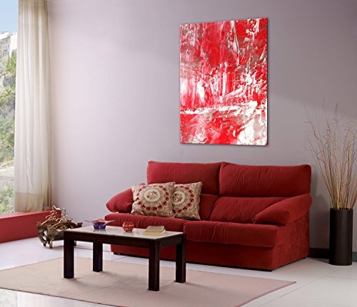 Premium Kunstdruck Wand-Bild - Red Rain - 75x100cm - XXL Leinwand-Druck in deutscher Marken-Qualität - Leinwand-Bilder auf Holz-Keilrahmen als moderne Wohnzimmer-Deko