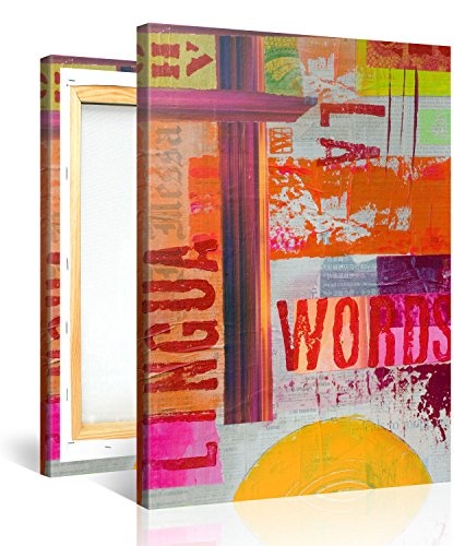 Premium Kunstdruck Wand-Bild - Words! - 75x100cm - XXL Leinwand-Druck in deutscher Marken-Qualität - Leinwand-Bilder auf Holz-Keilrahmen als moderne Wohnzimmer-Deko