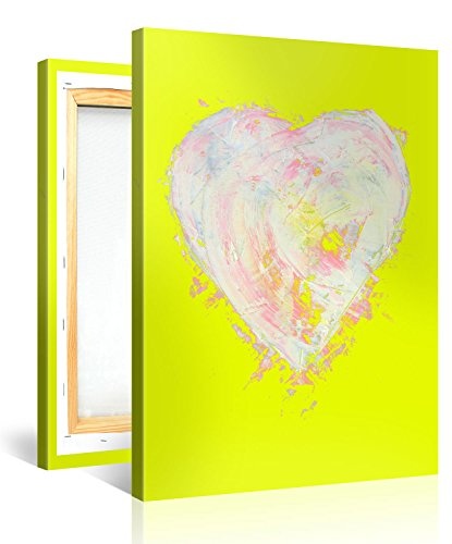 Premium Kunstdruck Wand-Bild - Yellow Heart - 75x100cm - Leinwand-Druck in deutscher Marken-Qualität - Leinwand-Bilder auf Holz-Keilrahmen als moderne Wanddekoration