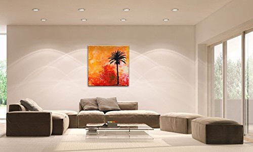 Premium Kunstdruck Wand-Bild - Palm - 80x80cm - XXL Leinwand-Druck in deutscher Marken-Qualität - Leinwand-Bilder auf Holz-Keilrahmen als moderne Wohnzimmer-Deko