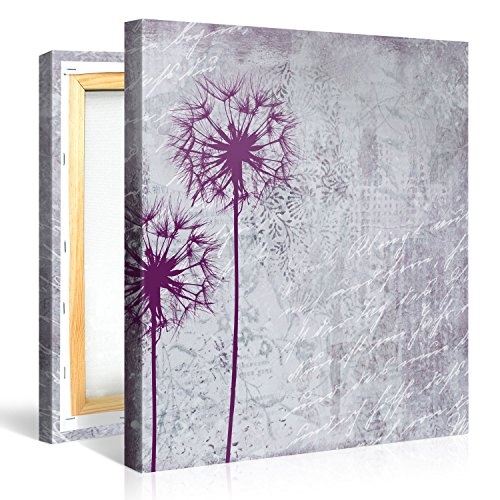 Premium Kunstdruck Wand-Bild - Purple Dandelion - 80x80cm - Modern Art XXL Giclee canvas print, Wall Art canvas picture - Canvas print stretched on a frame - XXL Canvas images in High Definition