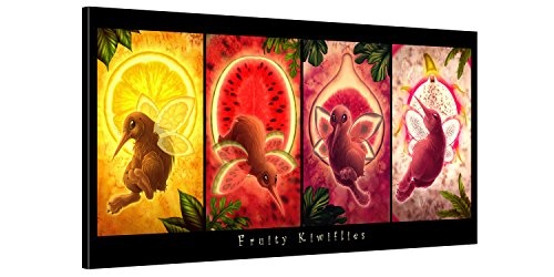 Gallery of Innovative Art - Kids Selection - Kiwi Fruitflies - 100x50cm - XXL Leinwand-Druck in deutscher Marken-Qualität - Leinwand-Bilder auf Holz-Keilrahmen als moderne Wohnzimmer-Deko
