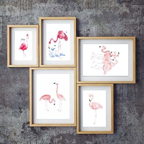 MINRAN DECOR BA Leinwanddruck Wandbilder Schlafzimmer Bloomma leinwand Bild ohne Rahmen für zu Hause Moderne Dekoration Pflanzen Muster Aquarell Flamingos, 4, 40x50cm