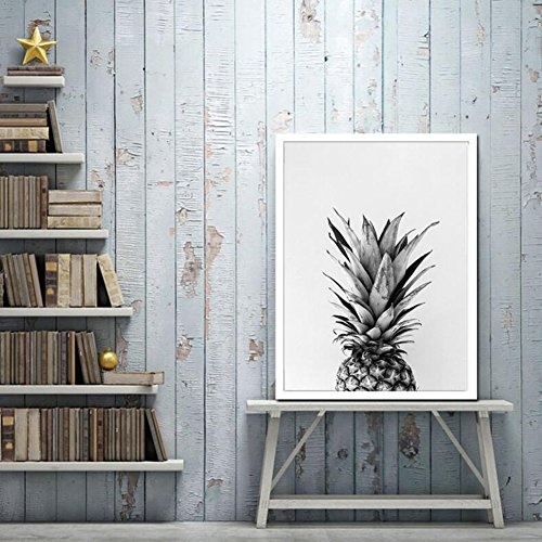 MINRAN DECOR BA Leinwanddruck Wandbilder Schlafzimmer Bloomma leinwand Bild ohne Rahmen für zu Hause Moderne Dekoration Pflanzen Muster Graue Ananas, 01, 50x70cm