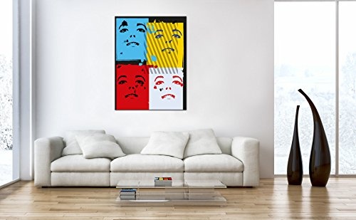 Premium Kunstdruck Wand-Bild - Pop Art Faces - 75x100cm - Modern Art XXL Giclee canvas print, Wall Art canvas picture - Canvas print stretched on a frame - XXL Canvas images in High Definition