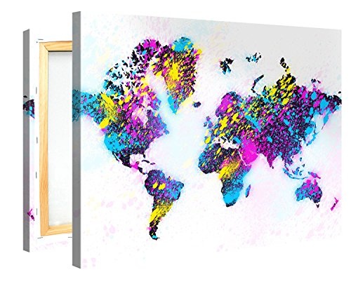 Premium Kunstdruck Wand-Bild - Colourful Worldmap -...