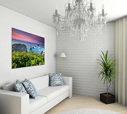 Premium Kunstdruck Wand-Bild - Blue Water, Purple Sky - 100x75cm Leinwand-Druck in deutscher Marken-Qualität - Leinwand-Bilder auf Holz-Keilrahmen als moderne Wanddekoration