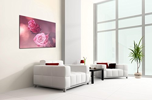 Gallery of Innovative Art Premium Kunstdruck Wand-Bild - Two Pink Roses - 100x75cm Leinwand-Druck in deutscher Marken-Qualität - Leinwand-Bilder auf Holz-Keilrahmen als moderne Wanddekoration