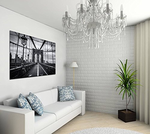 Gallery of Innovative Art - Brooklyn Bridge Black And White - 100x75cm Premium Kunstdruck Wand-Bild - Leinwand-Druck in deutscher Marken-Qualität - Leinwand-Bilder auf Holz-Keilrahmen als moderne Wanddekoration