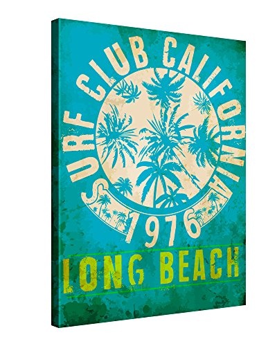 Gallery of Innovative Art Premium Leinwanddruck 75x100cm - Long Beach Surf Club - Kunstdruck Auf Leinwand Auf 2cm Holz-Keilrahmen Für Wohn- Und Schlafzimmer