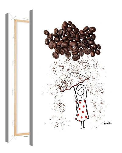 Gallery of Innovative Art Premium Kunstdruck Wand-Bild - Rainy Day With Coffee, 100 Prozent  Polyester/100 Prozent  Pine wood, Mehrfarbig, 40 x 30 x 2 cm, 1 Einheiten