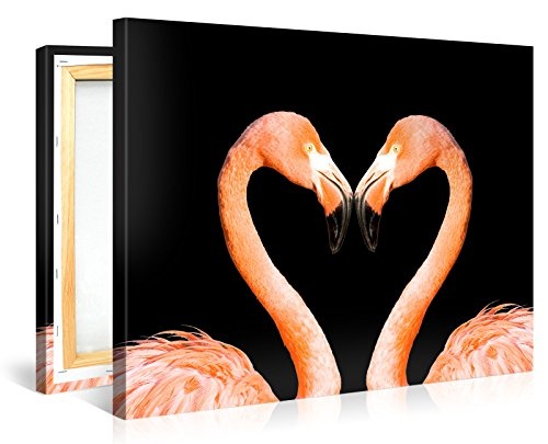 Gallery of Innovative Art - Two Pink Flamingos - 100x75cm Premium Kunstdruck Wand-Bild - Leinwand-Druck in deutscher Marken-Qualität - Leinwand-Bilder auf Holz-Keilrahmen als moderne Wanddekoration