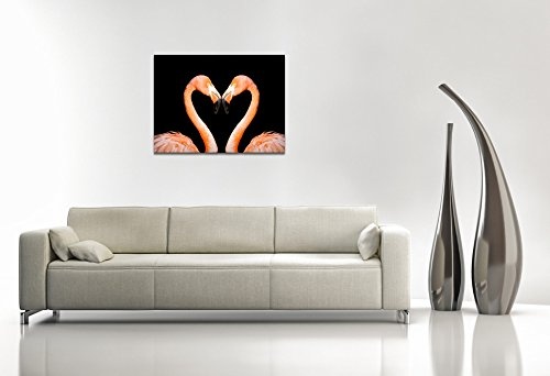 Gallery of Innovative Art - Two Pink Flamingos - 100x75cm Premium Kunstdruck Wand-Bild - Leinwand-Druck in deutscher Marken-Qualität - Leinwand-Bilder auf Holz-Keilrahmen als moderne Wanddekoration