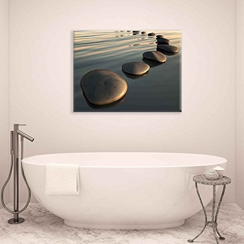 Wasser Steine Sonne Leinwand Bilder (PP138O1FW) - Wallsticker Warehouse - Size O1 - 100cm x 75cm - 230g/m2 Canvas - 1 Piece