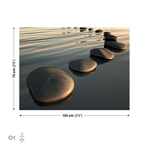 Wasser Steine Sonne Leinwand Bilder (PP138O1FW) - Wallsticker Warehouse - Size O1 - 100cm x 75cm - 230g/m2 Canvas - 1 Piece