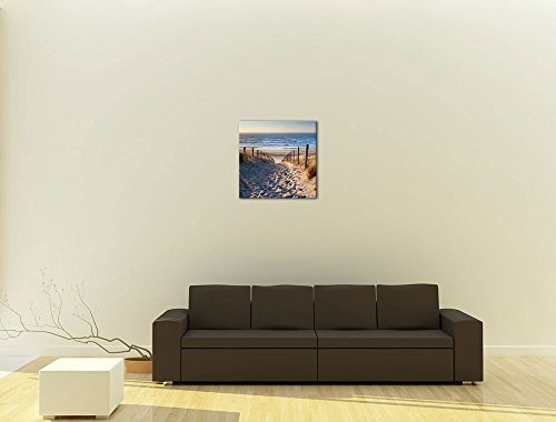 Wandbild - Schöner Weg zum Strand III - Bild auf Leinwand - 40x40 cm einteilig - Leinwandbilder - Urlaub, Sonne & Meer - Nordsee - Dünen mit Strandgräsern - Idylle - Erholung