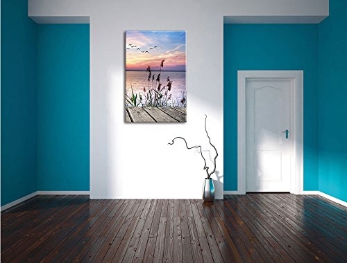 Pixxprint Steg mit Ausblick aufs Meer, Format: 60x80 auf hochkantiges Leinwand