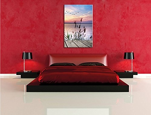 Pixxprint Steg mit Ausblick aufs Meer, Format: 60x80 auf hochkantiges Leinwand