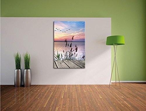 Pixxprint Steg mit Ausblick aufs Meer, Format: 60x80 auf hochkantiges Leinwand