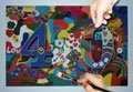 Geburtstagsspiele / Partyspiele / Geburtstagsgeschenke / Jubiläum: Holzmosaik mit "40" - Holz Puzzle bemalen - 80x55 cm - zum 40. Geburtstag oder 40er
