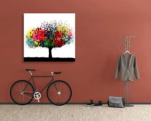 Kunstbruder Leinwandbild Bunter Baum - Light (Div. Grössen) - Kunstdruck auf Leinwand/Banksy Wandbild Streetart Bild 30x30cm