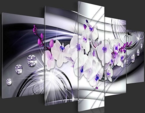 murando - Bilder 200x100 cm Vlies Leinwandbild 5 TLG Kunstdruck modern Wandbilder XXL Wanddekoration Design Wand Bild - Blumen Orchidee Diamant b-A-0238-b-p