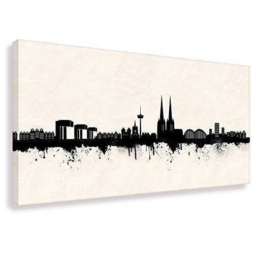 Kunstbruder Kölner Skyline - Schwarz/Weiß 40x80cm - by Stadt Köln Kunstdruck 2cm (Div. Varianten/Größen)- Leinwandbild Wandbild/fertig aufgespannt/fertig zum aufhängen