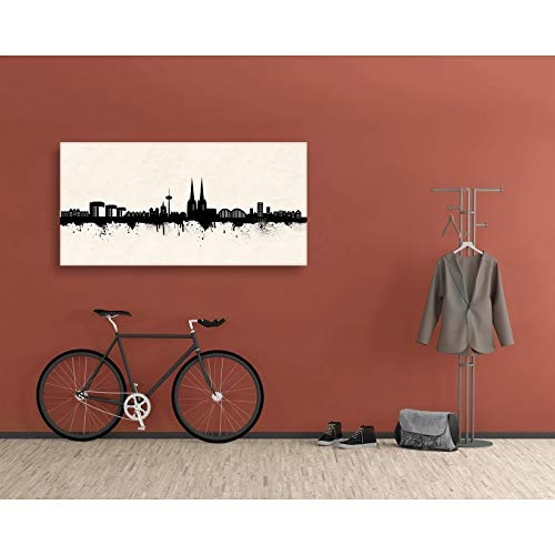 Kunstbruder Kölner Skyline - Schwarz/Weiß 40x80cm - by Stadt Köln Kunstdruck 2cm (Div. Varianten/Größen)- Leinwandbild Wandbild/fertig aufgespannt/fertig zum aufhängen