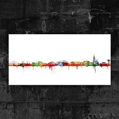 Kunstbruder Leverkusen Skyline - Light (div. Grössen) - Kunst Druck auf Leinwand 50x100cm