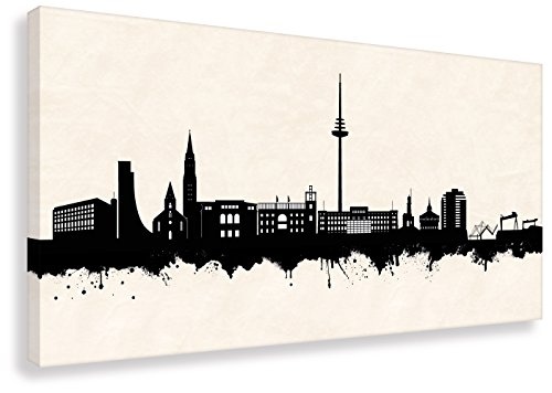Kunstbruder Kunstdruck - Skyline Kiel SW (Div. Größen) - Wandbild Leinwand fertig auf Keilrahmen Street Art Like Banksy Wand-Dekoration Bürobild (60x120cm)