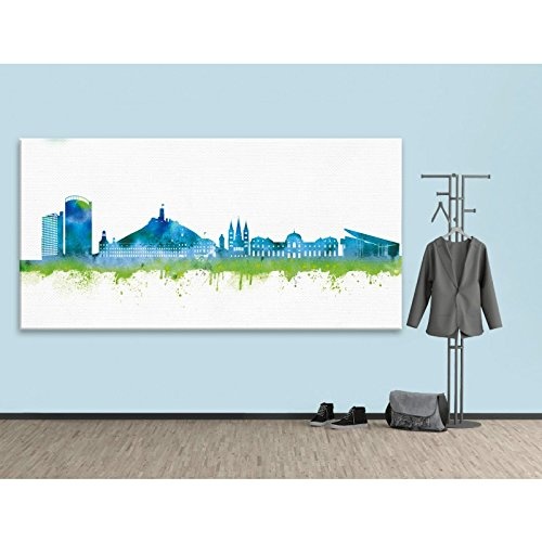 Kunstbruder Kunstdruck auf Leinwand - Bonn Skyline - Blau (div. Größen) 40x80cm