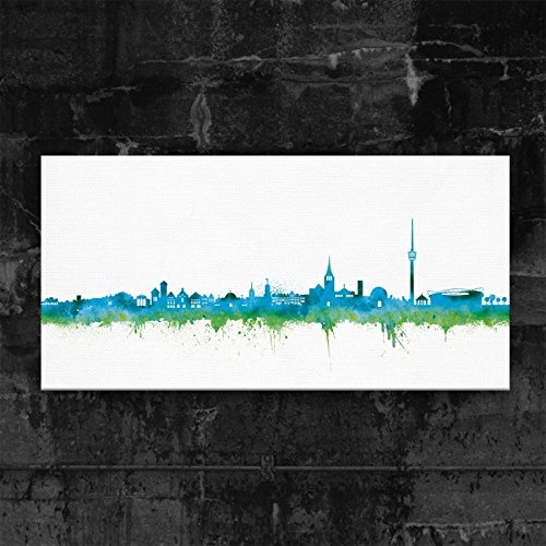 Kunstbruder Stuttgart Skyline - Blau (Div. Größen) - Kunst Druck auf Leinwand 30x60cm