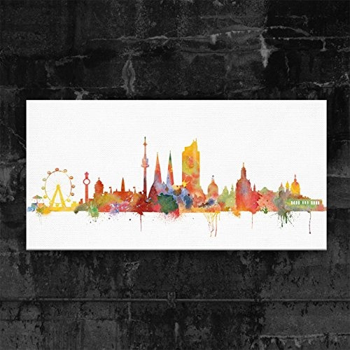 Kunstbruder - Wandbild Wien Skyline - Light (Div. Grössen) 3D 4cm - Kunst Druck auf Leinwand 40x80cm