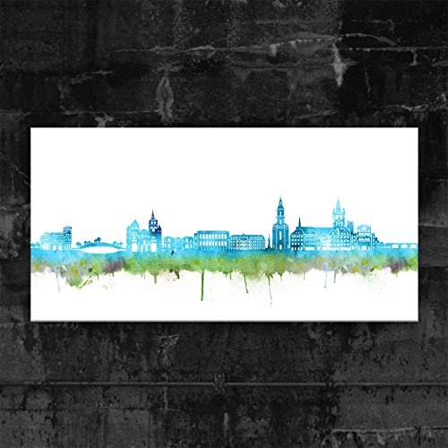 Kunstbruder Trier Skyline - Blau (Div. Größen) - Kunst Druck auf Leinwand 40x80cm