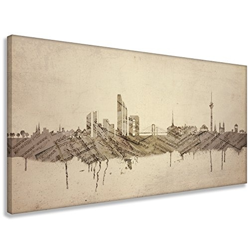 Kunstbruder Skyline Düsseldorf Kunstdruck - Musiknoten (Div. Größen) 3D 4cm - Kunst Druck auf Leinwand - 60x120cm