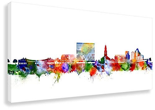 Kunstbruder Erlangen Stadt Skyline - Wandbild - Light (Div. Größen) - Kunst Druck auf Leinwand 60x120cm