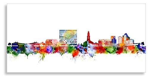 Kunstbruder Erlangen Stadt Skyline - Wandbild - Light (Div. Größen) - Kunst Druck auf Leinwand 60x120cm