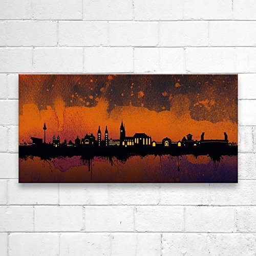 Kunstbruder Nürnberg Skyline - Sunset (Div. Grössen) 3D 4 cm Wandbild - Kunst Druck auf Leinwand 50x100cm