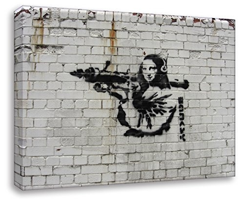 Kunstbruder Zimmerbild Mona Lisa Shoot (Div. Größen) Kunstbild 3D 4cm - Banksy Art Kunst Druck auf Leinwand Wandbild Leinwandbild Loungebild 100x150cm