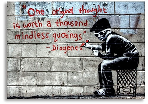 Kunstbruder Wandbild Diogenes (Div. Größen) 3D 4cm - Banksy Art Kunstbild Leinwandbild Druck Zimmerbild 90x120cm