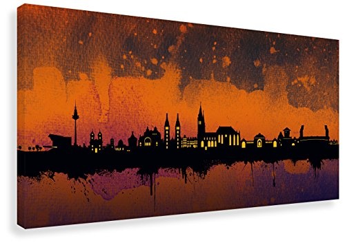 Kunstbruder Wandbild - Nürnberg Skyline SW (Div. Größen) - Leinwandbild Kunstdruck Streetart Like Banksy Panorama Bürobild 70x140cm